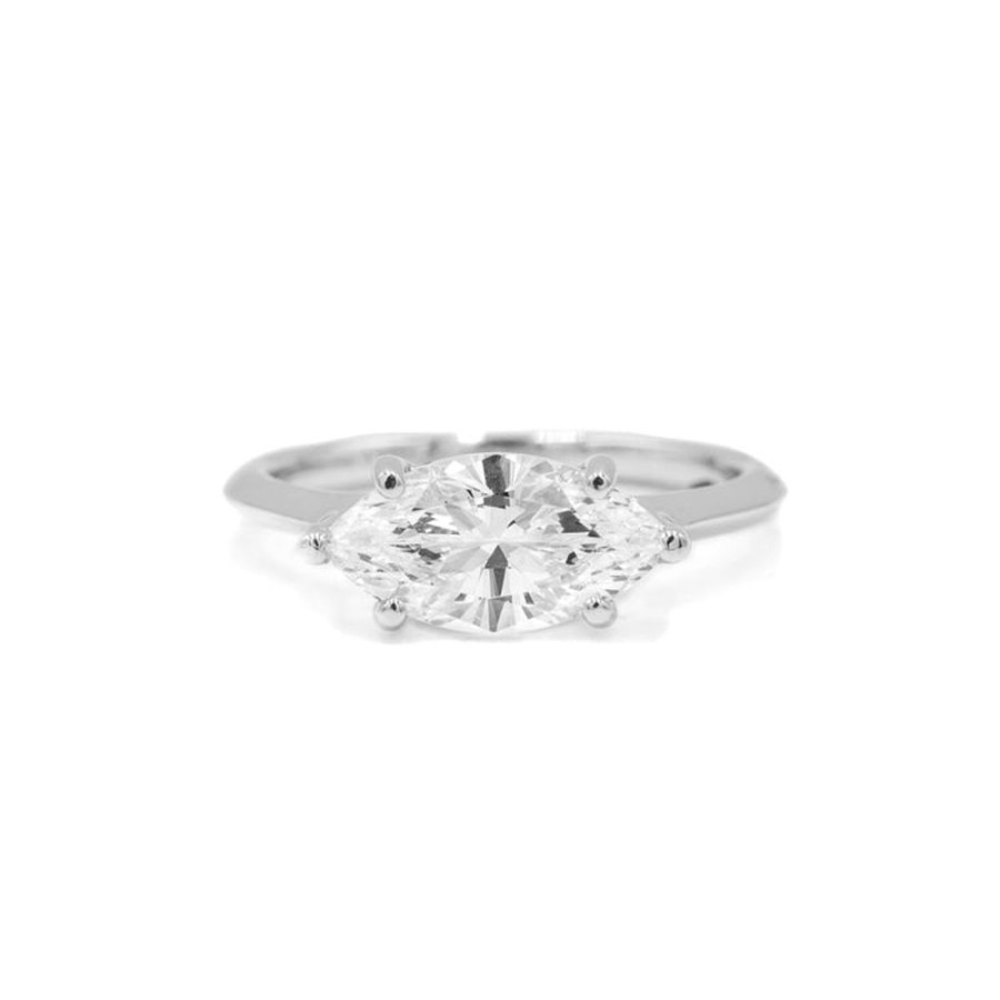 Classic Bridal Malka Diamonds | 14Kw Marquise-Cut Cathedral Diamond Ring