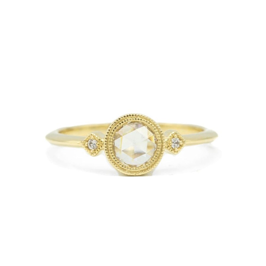 Classic Bridal Parade | 14Ky .35Ct Rose-Cut 3-Stone Bezel Ring