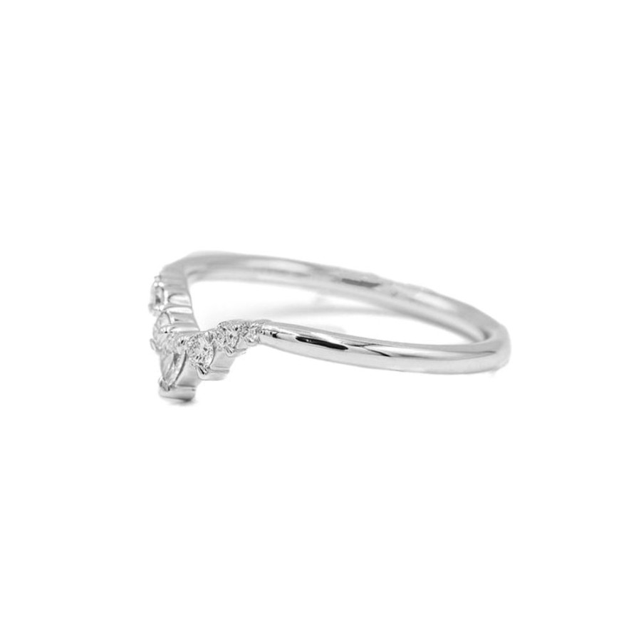 Stackable Rings Malka Diamonds | 14Kw Pear-Shaped Swoop Contour Diamond Band