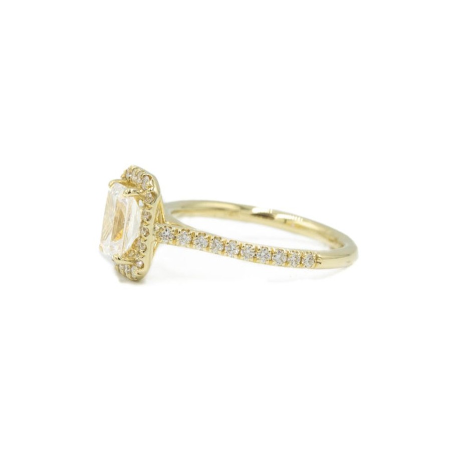 Classic Bridal Uneek | 14Ky Emerald-Cut Halo Diamond Ring