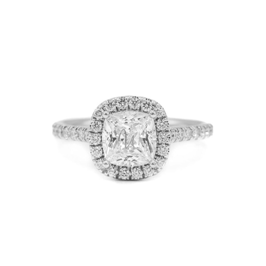 Classic Bridal Joshua J | 14Kw Cushion-Cut Halo Diamond Ring