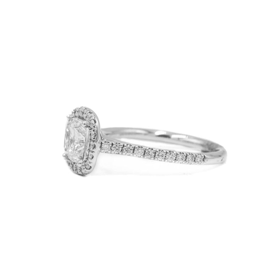 Classic Bridal Joshua J | 14Kw Cushion-Cut Halo Diamond Ring