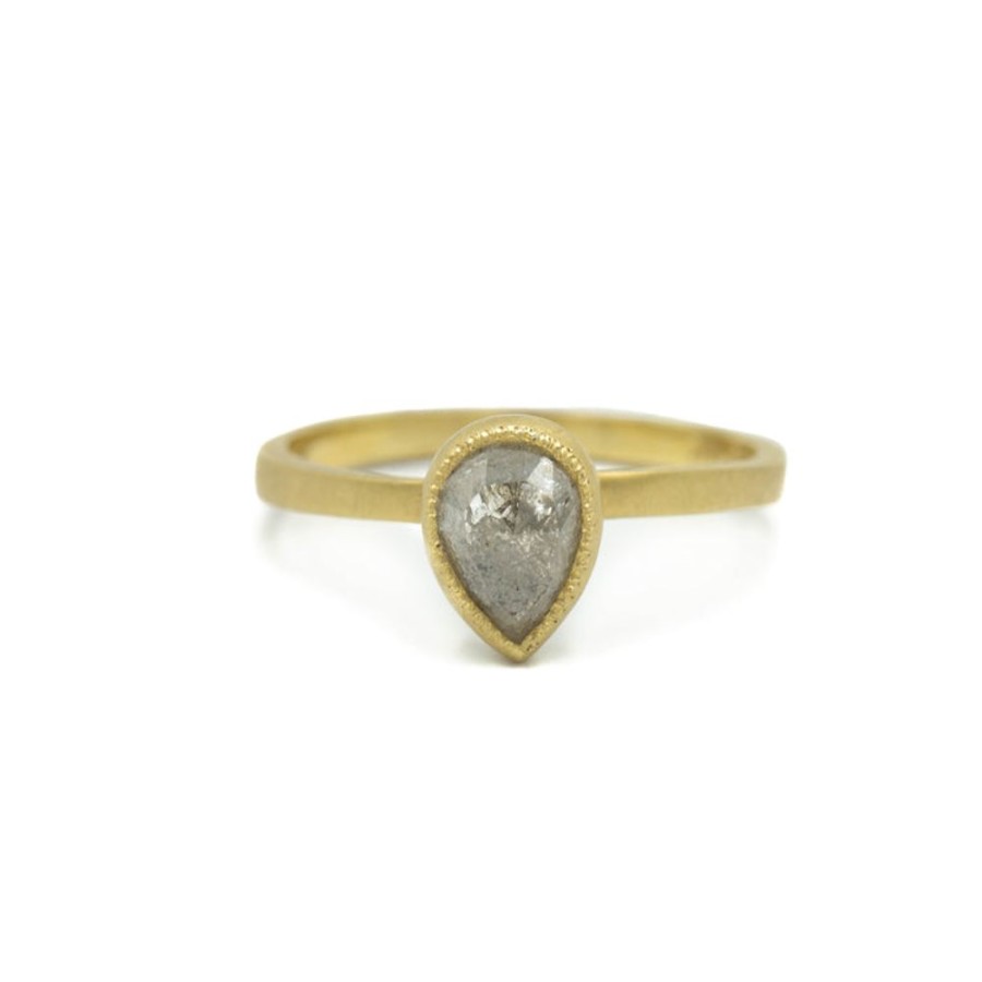 Alternative & Unique Jennifer Dawes | 1.70Ct Pear Salt & Pepper 18K Bezel By Jennifer Dawes