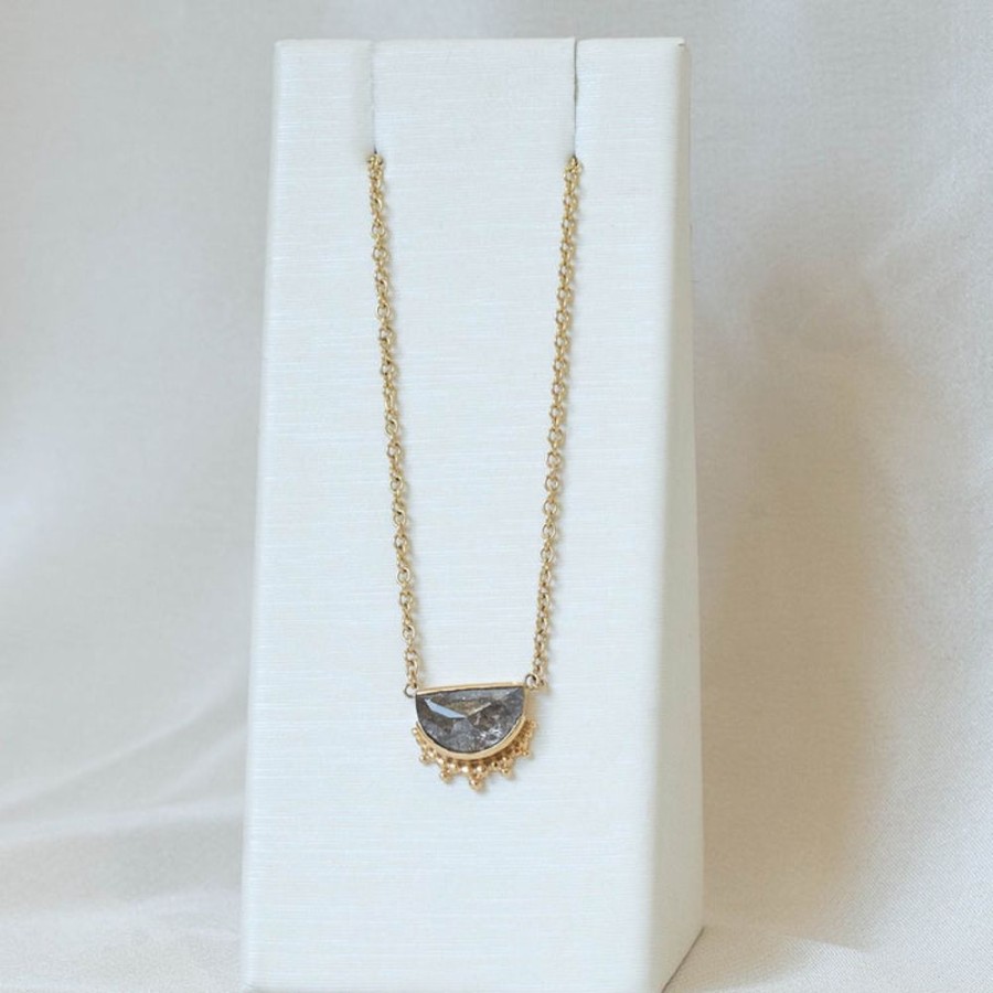 Alternative & Unique Malka Diamonds | 1.82Ct Moon-Shaped Salt & Pepper Diamond Pendant