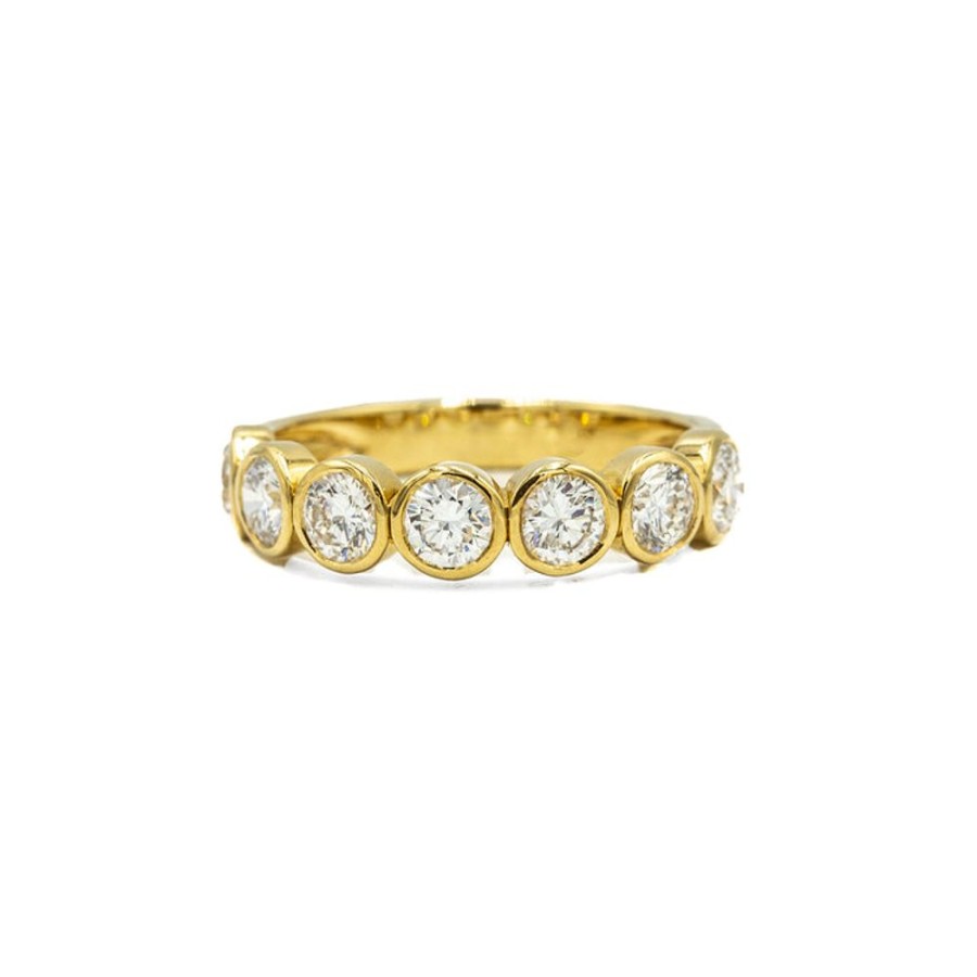 Stackable Rings Adornet | 18Ky 1.32Ctw Round Brilliant Bezel Diamond Band