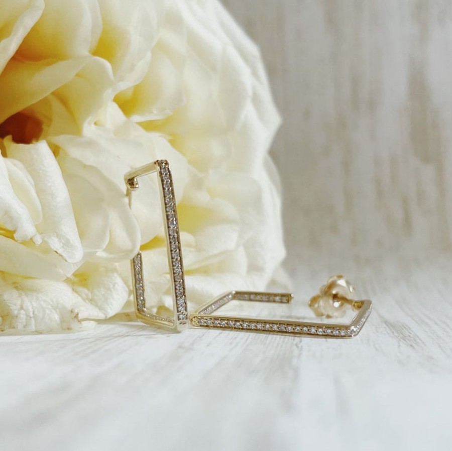 Jewelry Malka-Staging | 14Ky Edgeline Squared Diamond Earrings