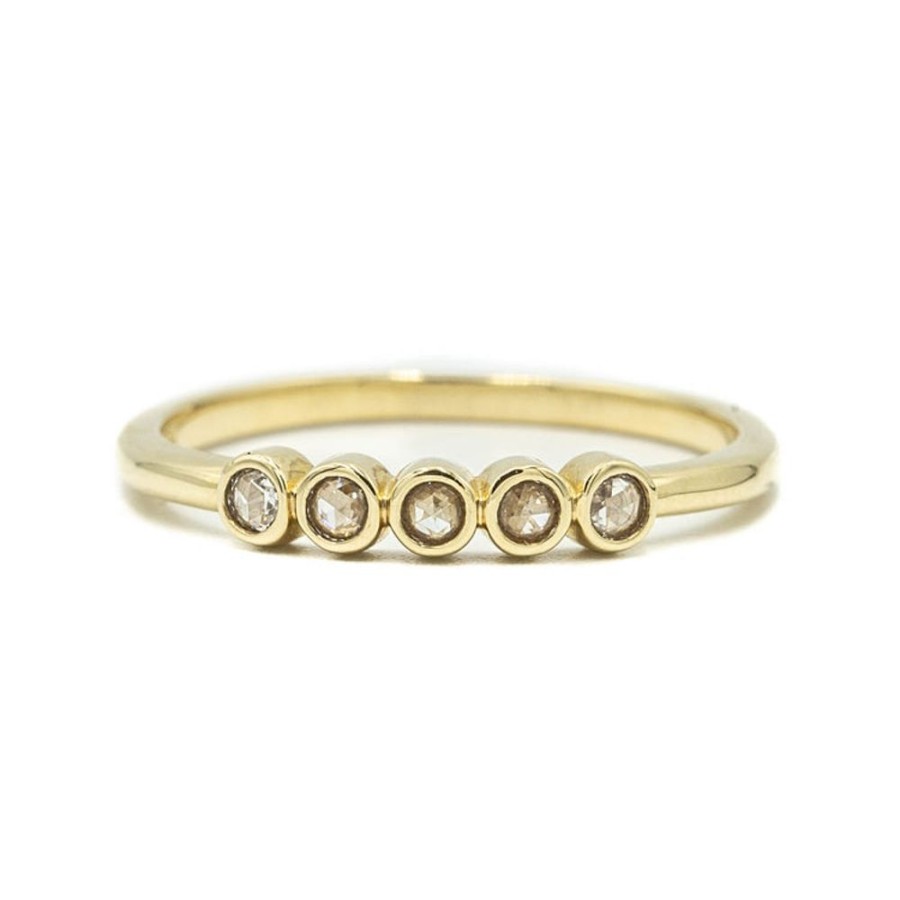 Stackable Rings Malka Diamonds | 14Ky .20Ctw 5-Stone Round Bezel Band In 14K Yellow Gold