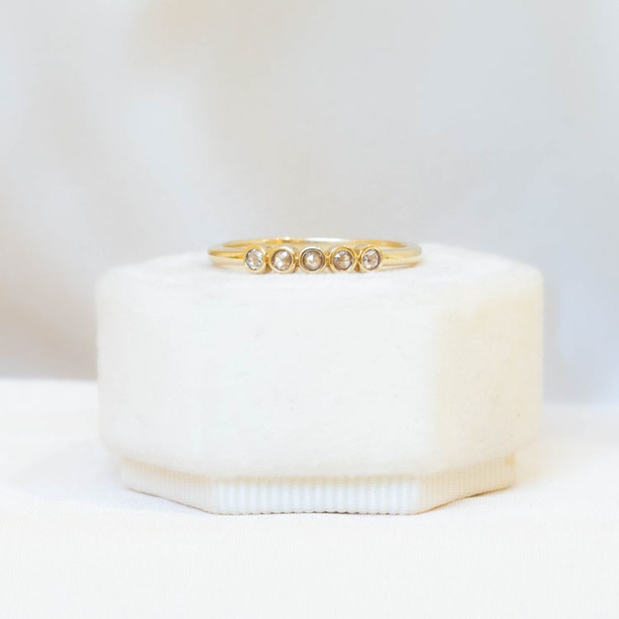 Stackable Rings Malka Diamonds | 14Ky .20Ctw 5-Stone Round Bezel Band In 14K Yellow Gold