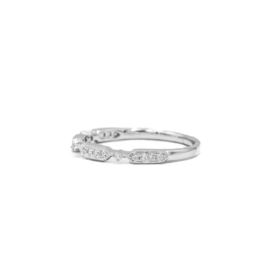 Stackable Rings Uneek | 14Kw Round & Hex-Shaped Diamond Bezel Band