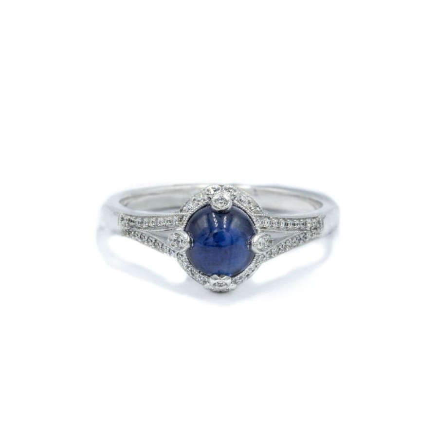 Vintage Collection Malka Diamonds | 1.22Ct Cabochon Sapphire Art Deco-Style Ring