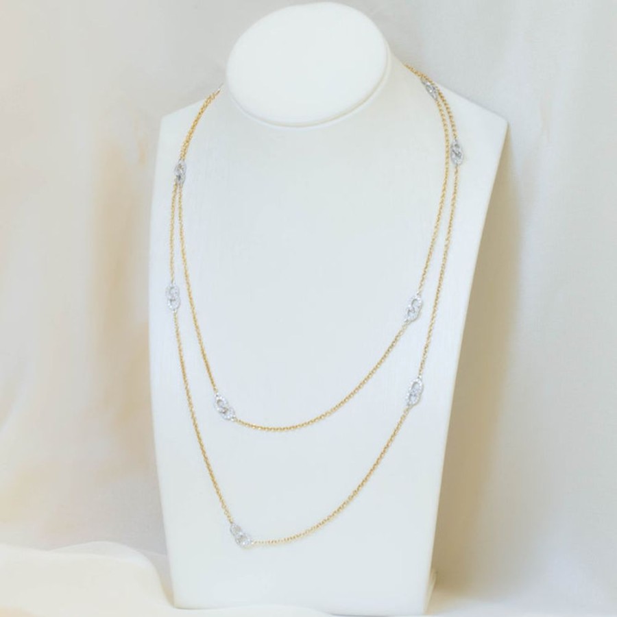 Jewelry Malka Diamonds | 14Ky/W Oval Link Station Necklace