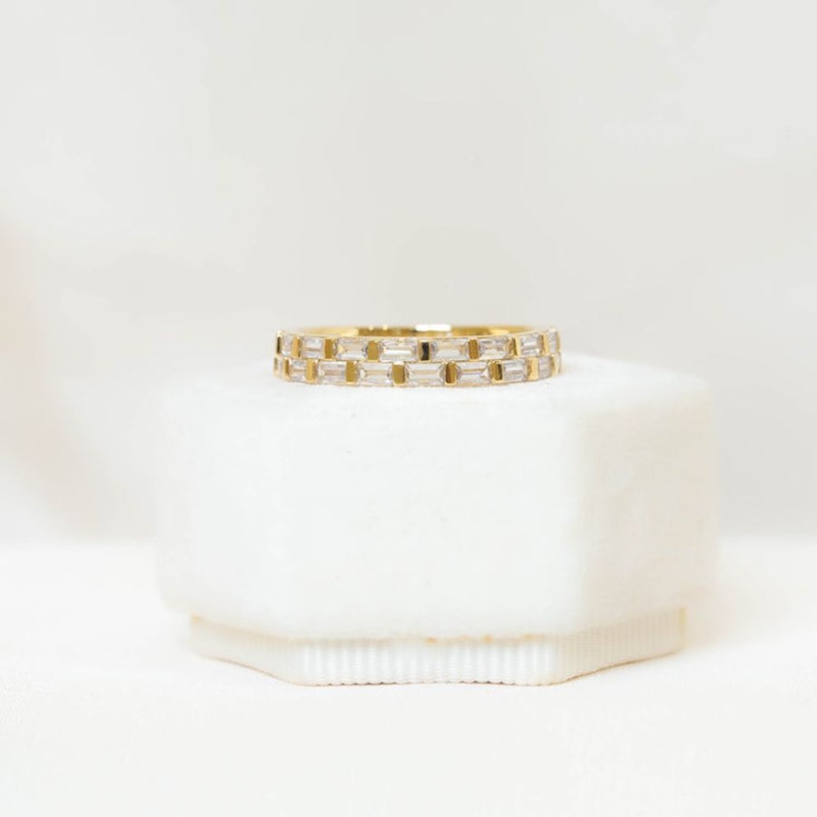 Stackable Rings Malka Diamonds | 14Ky Two-Row Baguette Diamond Band