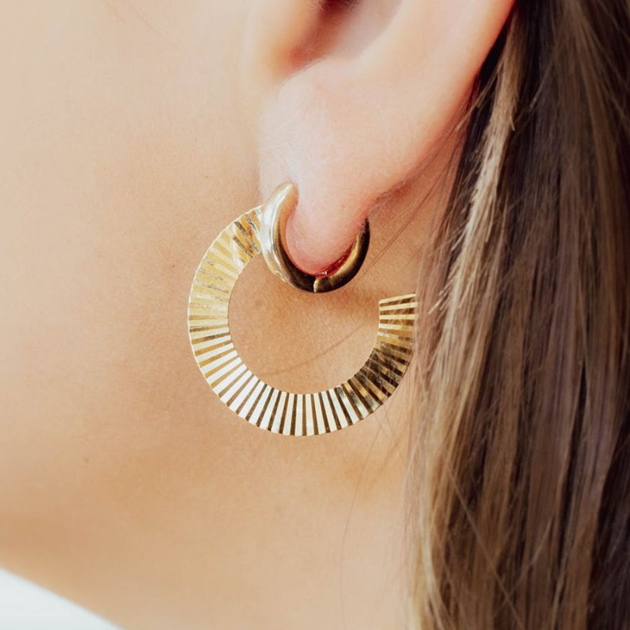 Jewelry Midas | 14Ky Fluted Flat Hoops