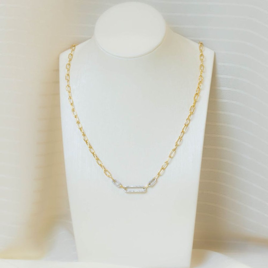 Jewelry Malka-Staging | 14Ky Oval Paper Clip Necklace .40Ctw Diamond Link