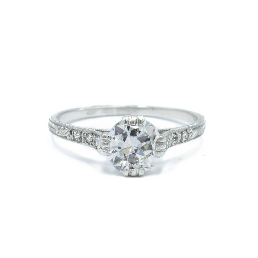 Vintage Collection Malka Diamonds | Vintage Platinum .86Ct Engraved Cathedral