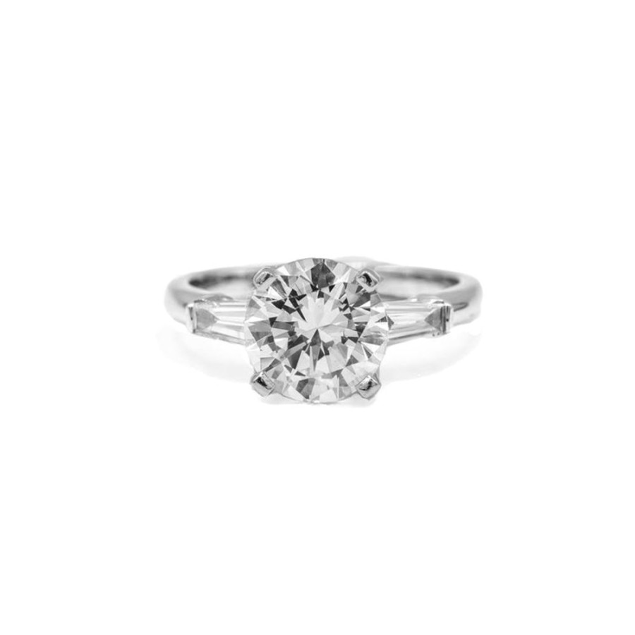 Classic Bridal Malka Diamonds | 14Kw Round & Tapered Baguette Diamond Ring