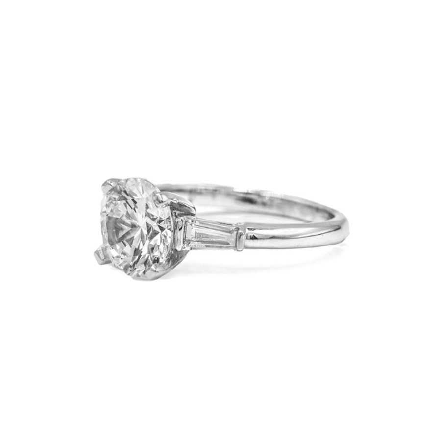 Classic Bridal Malka Diamonds | 14Kw Round & Tapered Baguette Diamond Ring