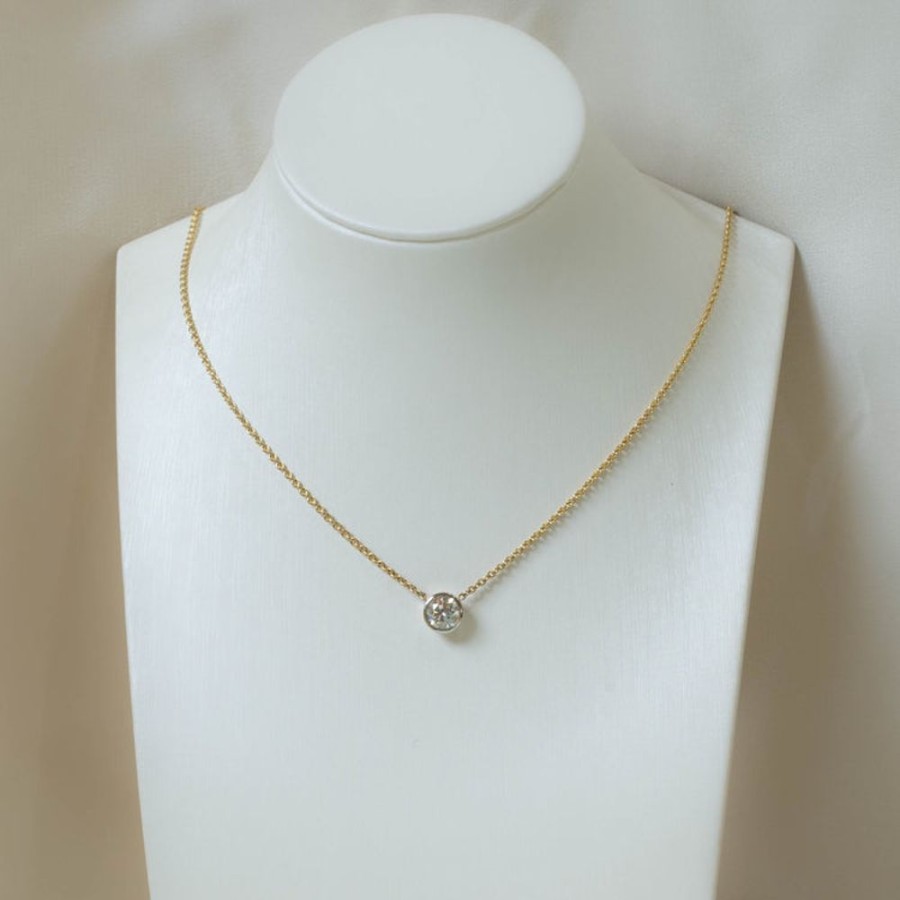Jewelry Malka Diamonds | .98Ct Floating Bezel Diamond Necklace