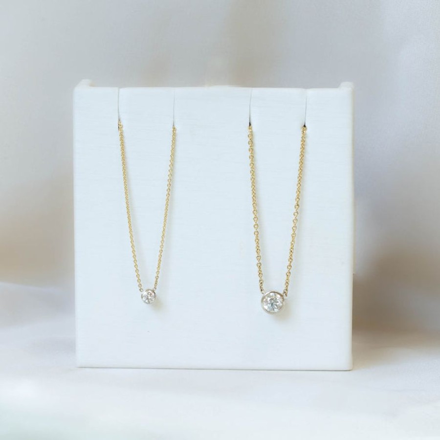 Jewelry Malka Diamonds | .98Ct Floating Bezel Diamond Necklace