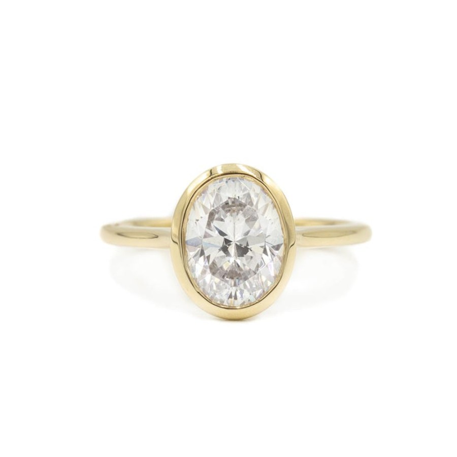 Classic Bridal Malka Diamonds | 14Ky Oval-Cut Diamond Bezel Ring