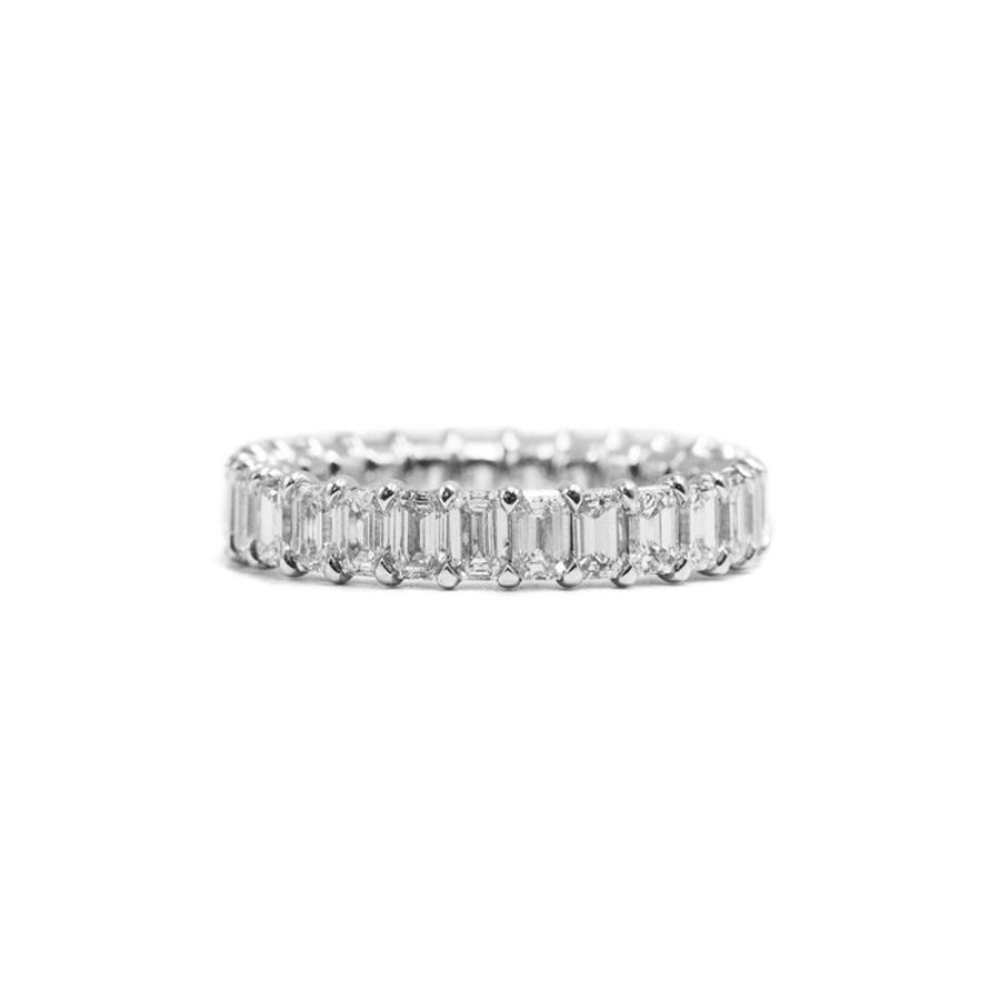 Stackable Rings Malka Diamonds | Platinum Emerald Eternity Band