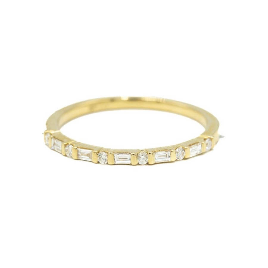 Stackable Rings Roman u0026 Jules | 14Ky Alternating Round & Baguette Diamond Band