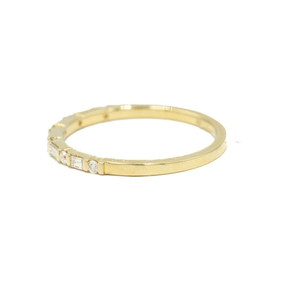 Stackable Rings Roman u0026 Jules | 14Ky Alternating Round & Baguette Diamond Band