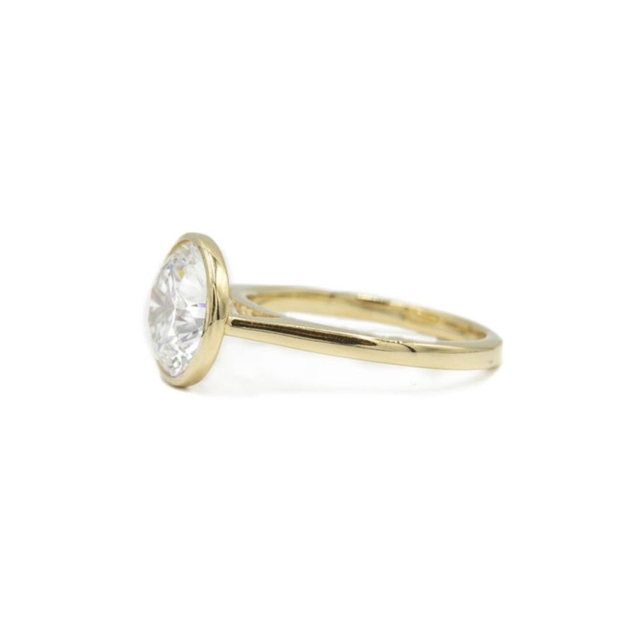 Classic Bridal Malka-Staging | 14Ky Round Brilliant-Cut Diamond Bezel Ring