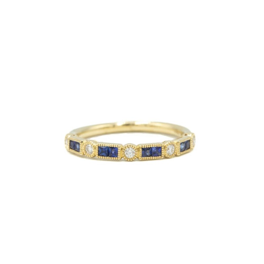Jewelry Uneek | 14Ky Sapphire & Diamond Bezel Band