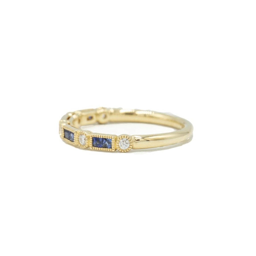 Jewelry Uneek | 14Ky Sapphire & Diamond Bezel Band