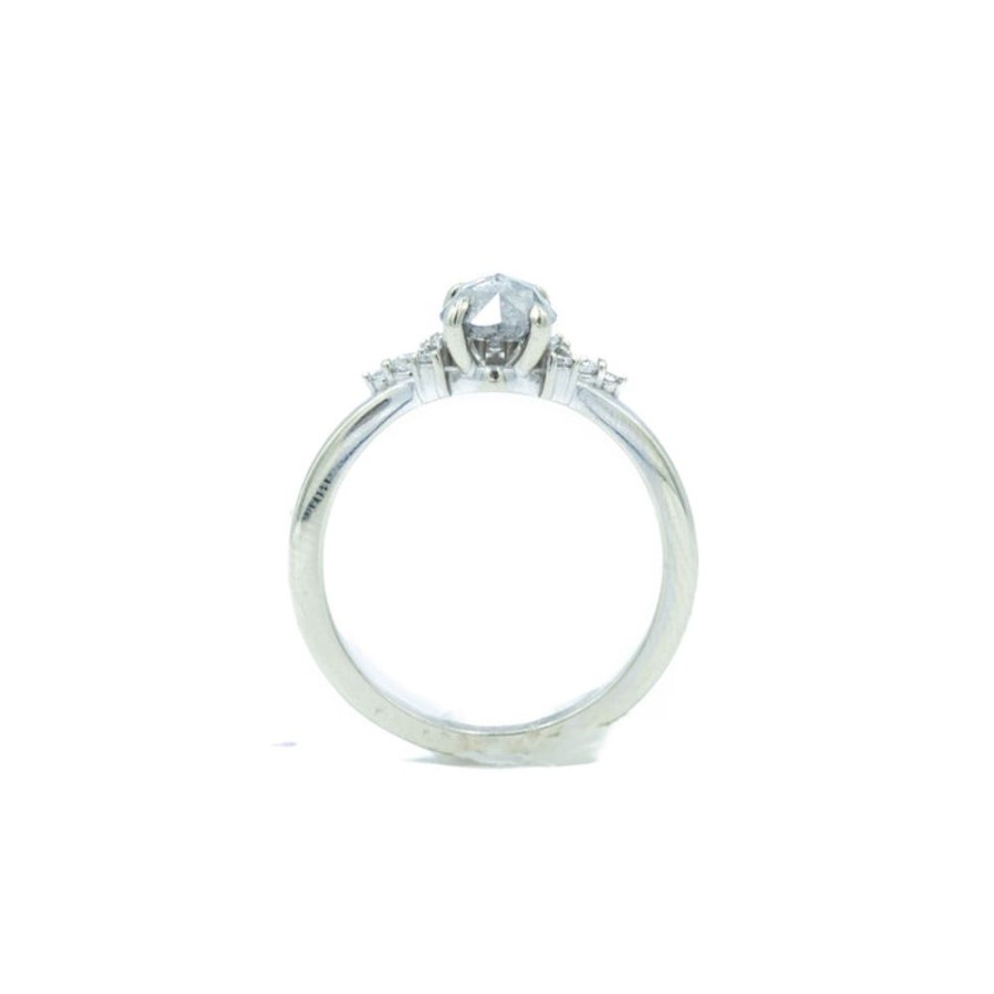 Alternative & Unique Malka Diamonds | .90Ct Salt & Pepper Asymmetrical Halo Diamond Ring