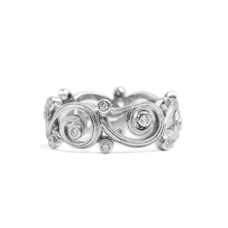 Vintage Collection Malka Diamonds | Platinum Custom Diamond Swirl Band