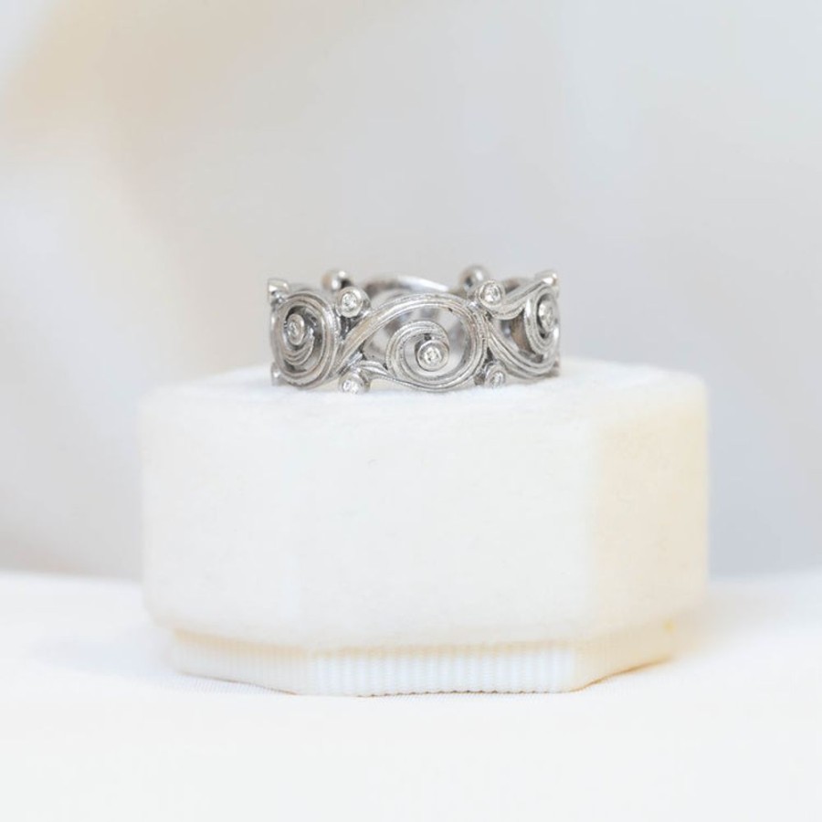 Vintage Collection Malka Diamonds | Platinum Custom Diamond Swirl Band