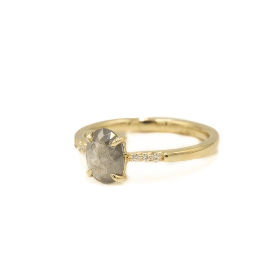 Alternative & Unique Malka Diamonds | .81Ct "Amry" Oval Salt & Pepper Diamond Ring