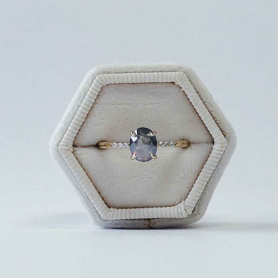 Alternative & Unique Malka Diamonds | .81Ct "Amry" Oval Salt & Pepper Diamond Ring