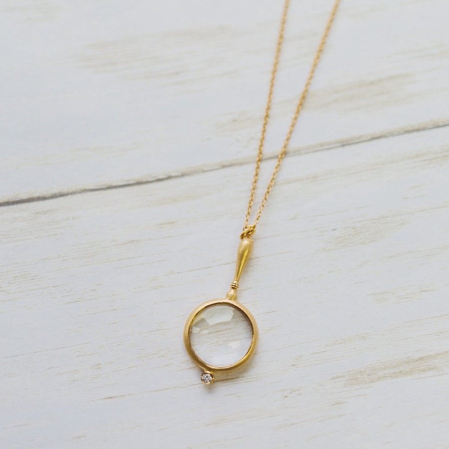 Jewelry Marika | 14K Yellow Gold Looking Glass Necklace With 0.05Ctw Accent By Marika