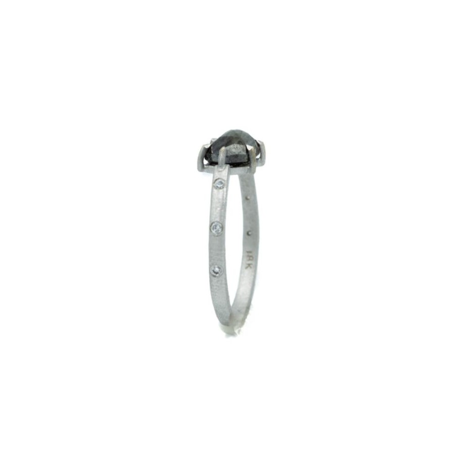 Alternative & Unique Petite Belaine Jewelry | 1.51Ct Elongated Hex-Shaped Salt & Pepper Diamond Ring