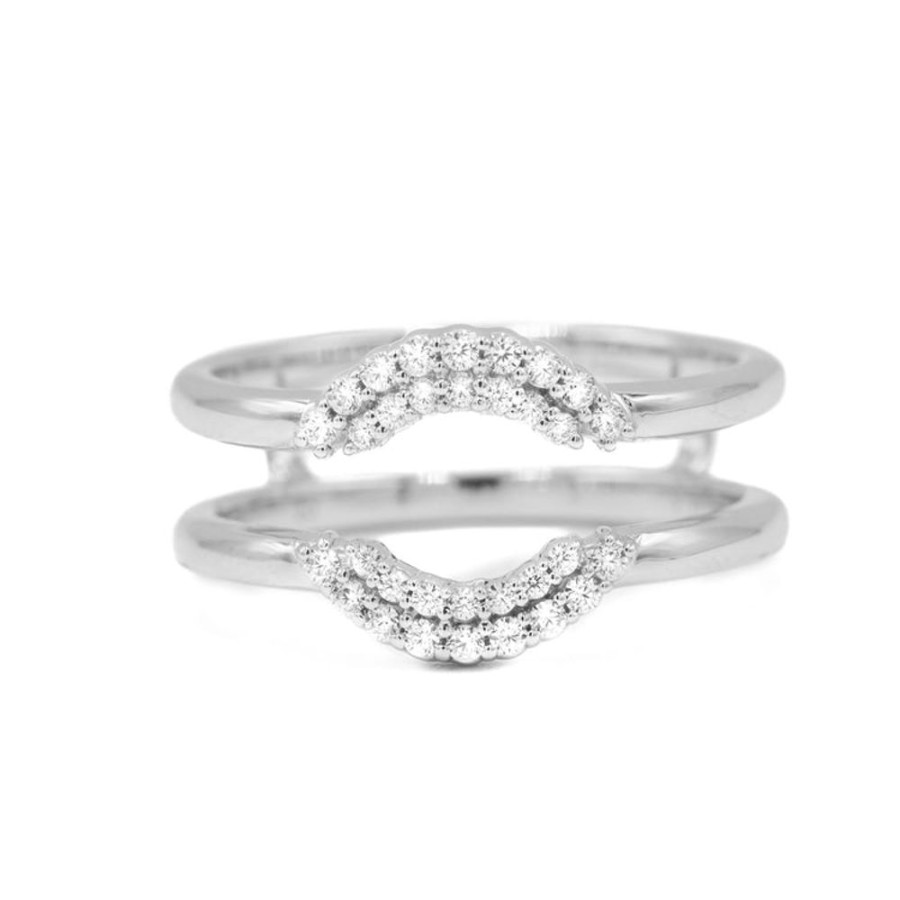 Stackable Rings Malka Diamonds | 14Kw Double Halo Diamond Guard Band