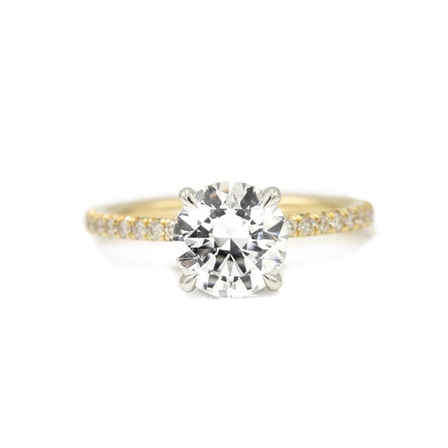 Classic Bridal Malka Diamonds | 14K Yellow Gold French Set With Platinum Hidden Halo