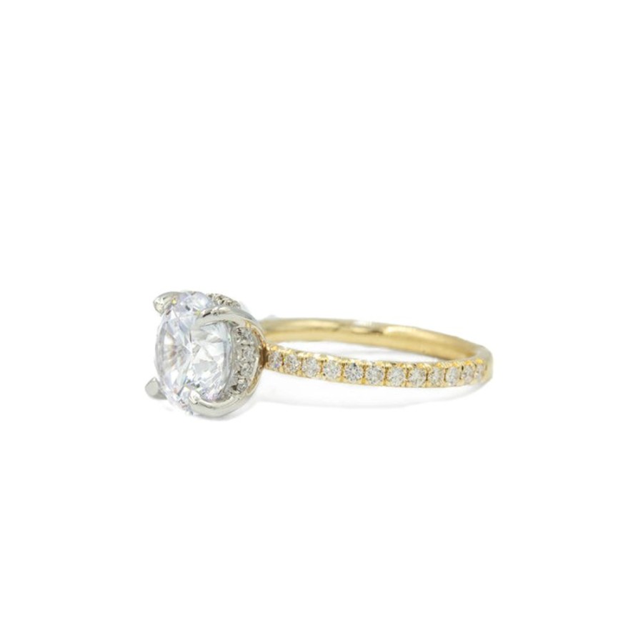 Classic Bridal Malka Diamonds | 14K Yellow Gold French Set With Platinum Hidden Halo