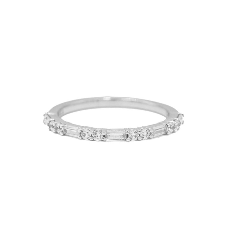 Stackable Rings Stuller | 14Kw French-Set Baguette & Round Diamond Band