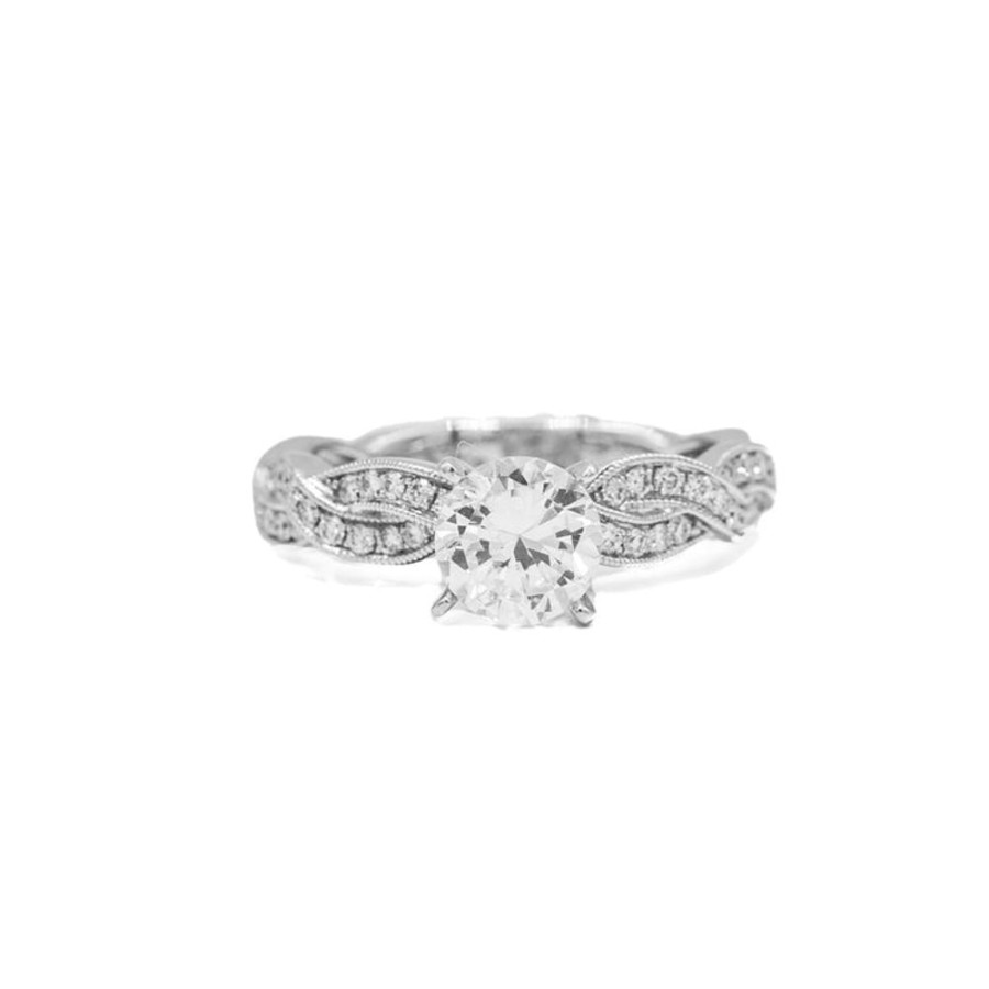 Classic Bridal Malka Diamonds | 14Kw Double Pave Twist With Milgrain