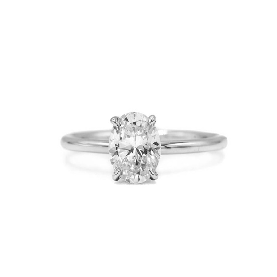 Classic Bridal Malka Diamonds | Platinum Oval-Shaped Hidden Halo Solitaire Ring