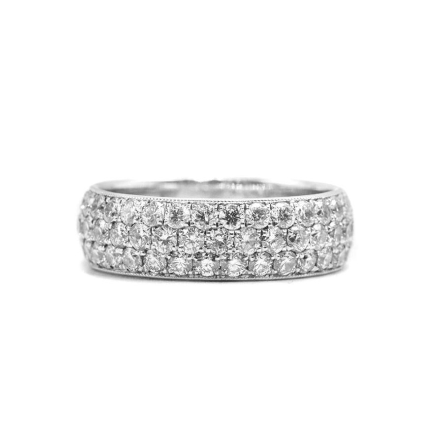 Jewelry Malka Diamonds | 18Kw 3-Row Diamond Pave Band