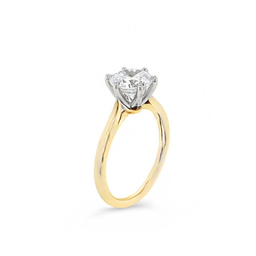 Classic Bridal Malka Diamonds | 14K Yellow Gold 6-Prong Cathedral Ring