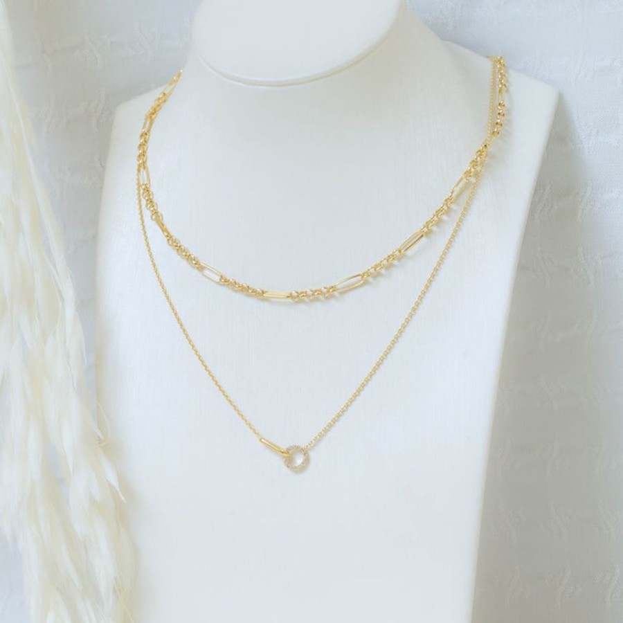 Jewelry Midas | 14Ky Diamond Circle Duet Layered Necklace