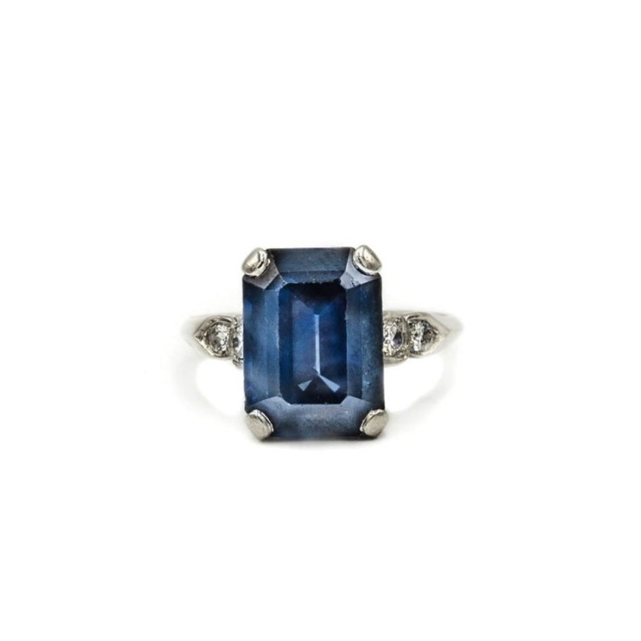 Vintage Collection Malka Diamonds | Platinum 4Ct Sapphire & Diamond Ring