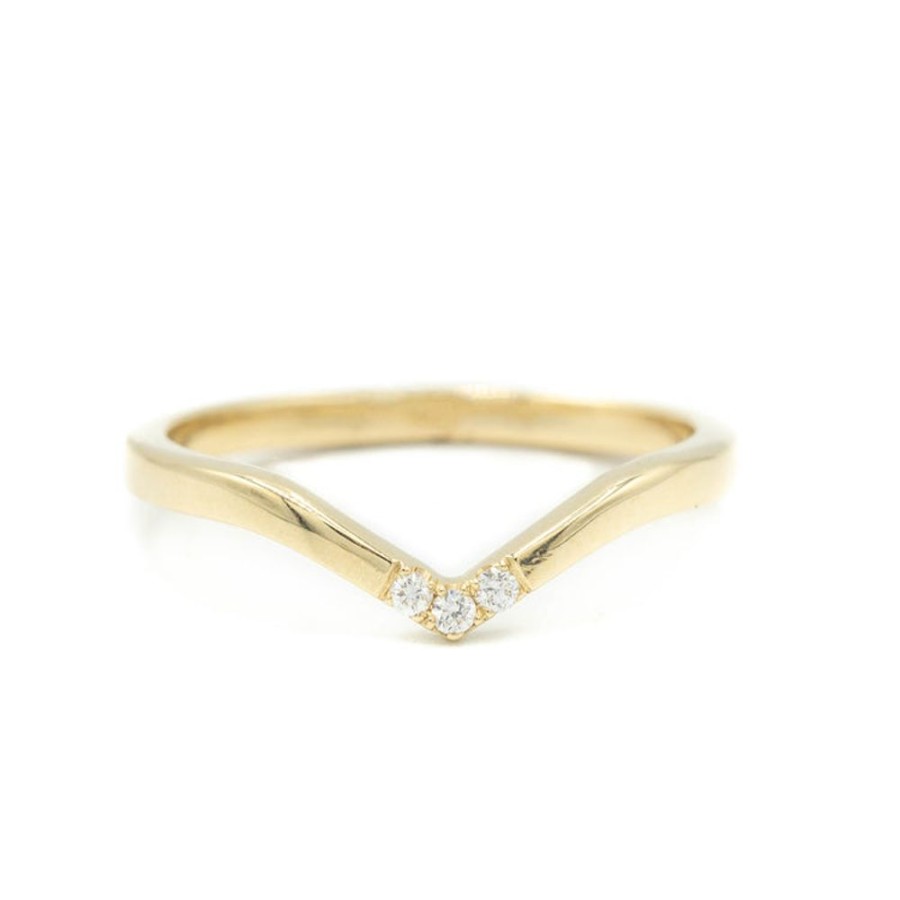 Stackable Rings Malka Diamonds | 14Ky .06Ctw Accented Contour Band In 14K Yellow Gold