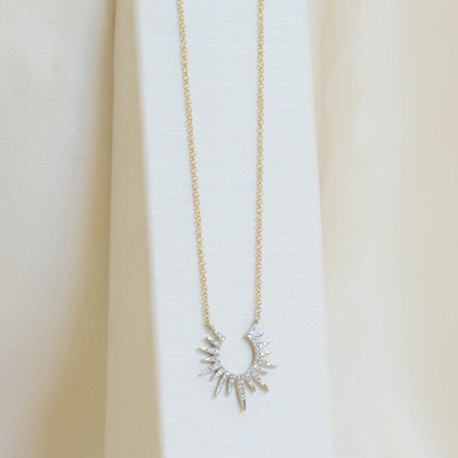 Jewelry Malka Diamonds | Two-Tone Gold Sunburst Diamond Necklace