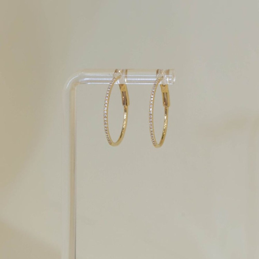 Jewelry Malka Diamonds | 14Ky Prong-Set Diamond Hoop Earrings